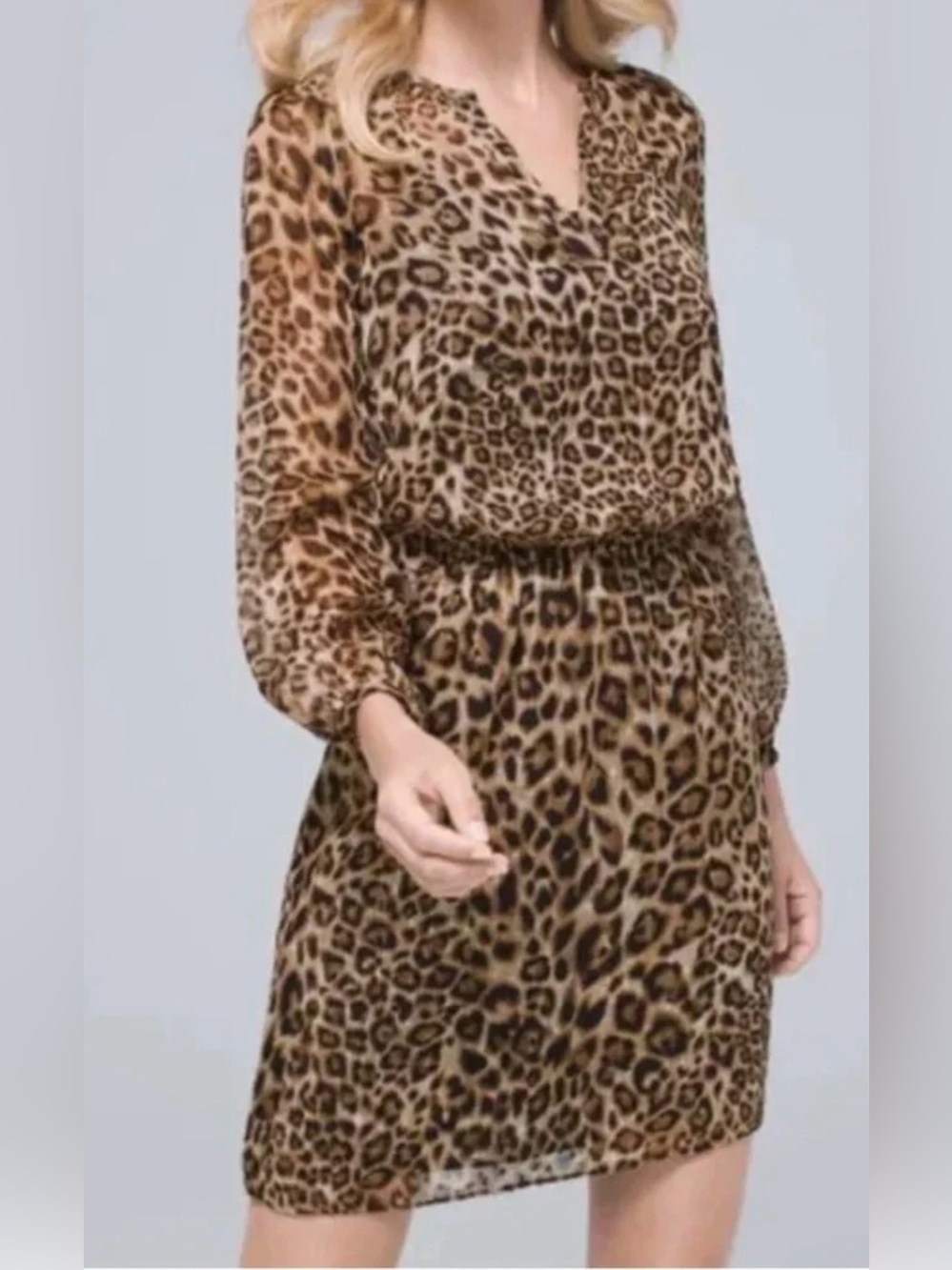 WHBM Leopard Print Sheer Top Mini Dress (0)